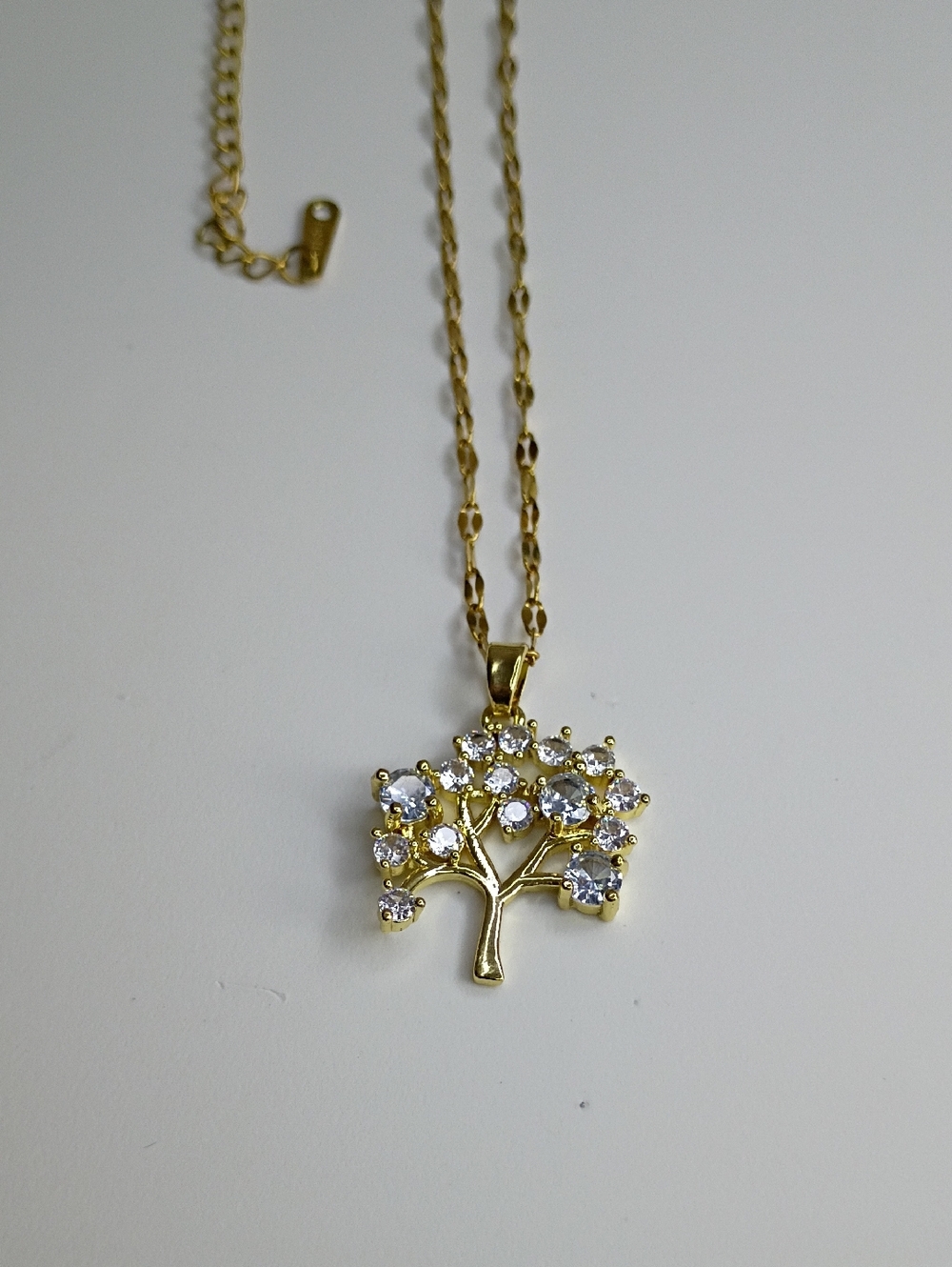 New Gold Tree of Life Pendant Necklace with Clear Stones